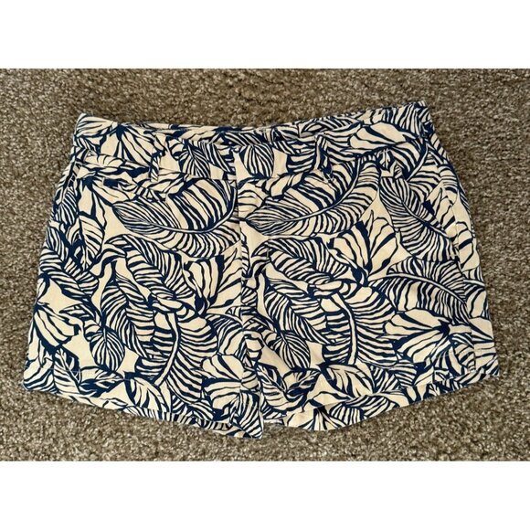 Patagonia Womens All-Wear 4" Tropical leaf print Shorts‎ size 6 blue/white j2 - Picture 2 of 6